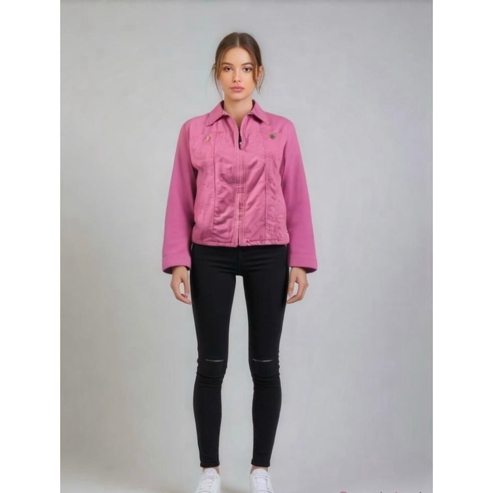 Lauren Ralph Lauren Womens Jacket Sz PS Pink Collared Neck Preppy Academia Cabin
